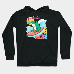 Good vibe of a surfing frog Hoodie